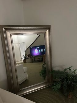Large Silver Framed Wall Mirror