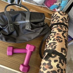 Workout Lot Weights Fabletics Bag And Yoga Mat 