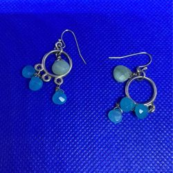 Silver Aqua Dangling Earrings 