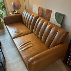 Brittany 81.5’ Vegan Leather Convertible Sofa By Novogratz - Used 