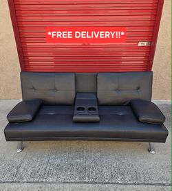 Futon Sofa with Cupholders