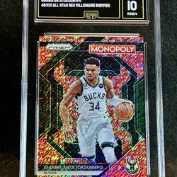 2023 Prizm Monopoly 💥 Giannis Antetokounmpo 💥 All-Star Red Millionaire Shimmer Prizm /100 GMA 10 💎 Mint - Milwaukee Bucks