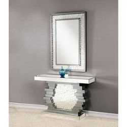Brand New Accent Entery Console Table Glam Mirrored  With Crystals And Matching Hanging Wall Mirror