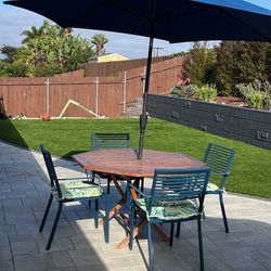 Patio Furniture Table, Chairs, Cushions & Umbrella