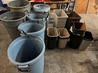 Huge amount of garbage cans, and storage bins