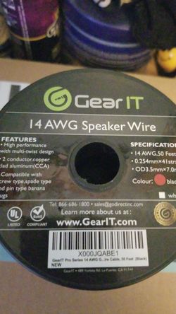 14AWG Speaker Wire, GearIT Pro Series 14 AWG Gauge Speaker Wire Cable (50 Feet)