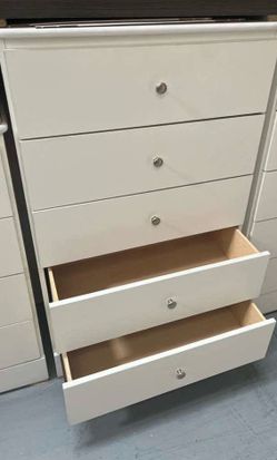5 drawer white color with rails
