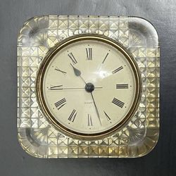 Vintage Mid Century Lucite Analog Quartz Clock Made In France