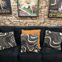 Black Cloth Couch And Love Seat Set