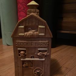 Vintage 1970s Twin Winton “Cookie Barn” Pottery Cookie Jar - USA Made