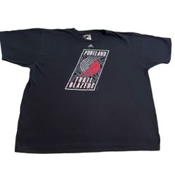 Portland Trail Blazers Shirt Men 2XL Black Adidas Basketball NBA Athletic Tee