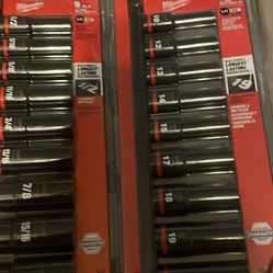Brand New Milwaukee Impact Sockets 1/2 Metric And Standard Set $80 For Both