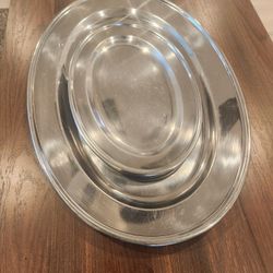 Set Of 2 Pices Gold Trays