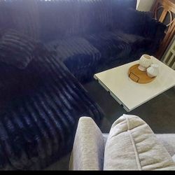 Black Corduroy Sectional Without Ottoman 