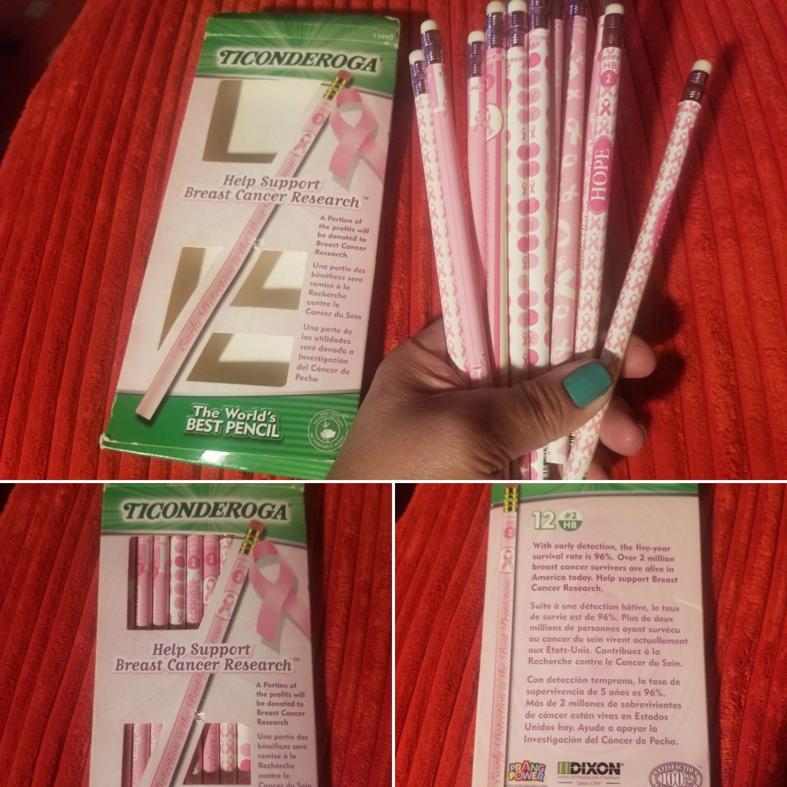 Pencils - Breast Cancer theme - 12 brand new - $3