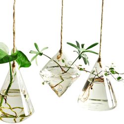 Terrarium Container Flower Planter Hanging Glass for Hydroponic Plants Home Garden Decor 3 Pack