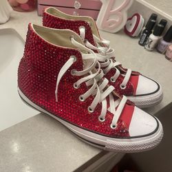 bling rhinestone red converse 