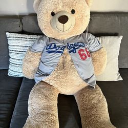 Giant Stuffed Bear With Dodger Puig Giveaway Jersey 