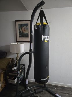 Everlast boxing  bag and stand,  golds gym bench