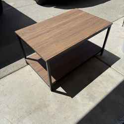 Brown Coffee Table With Metal Frame
