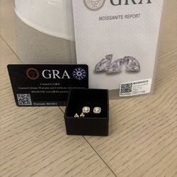 Square Moissanite Halo Ear rings