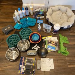 Dog Supplies: Thundershirt/Slow Feeder Bowls/ Bed/ Bark Deterrent/ Toys