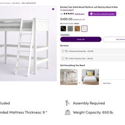 Twin Loft Beds (White & Modern) 