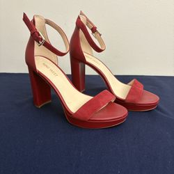 Nine West Red Suede Leather Platform Sandals 6M