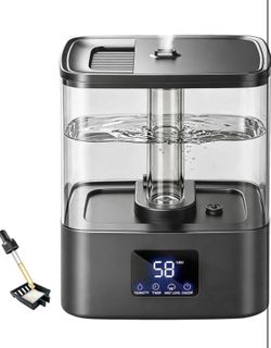 4L Top Fill Humidifiers for Bedroom & 40H Runtime - Cool Mist Humidifier, 3 Mist Levels, 8H Timer, Essential Oil Tray, Humidity Display, Quiet for Bab