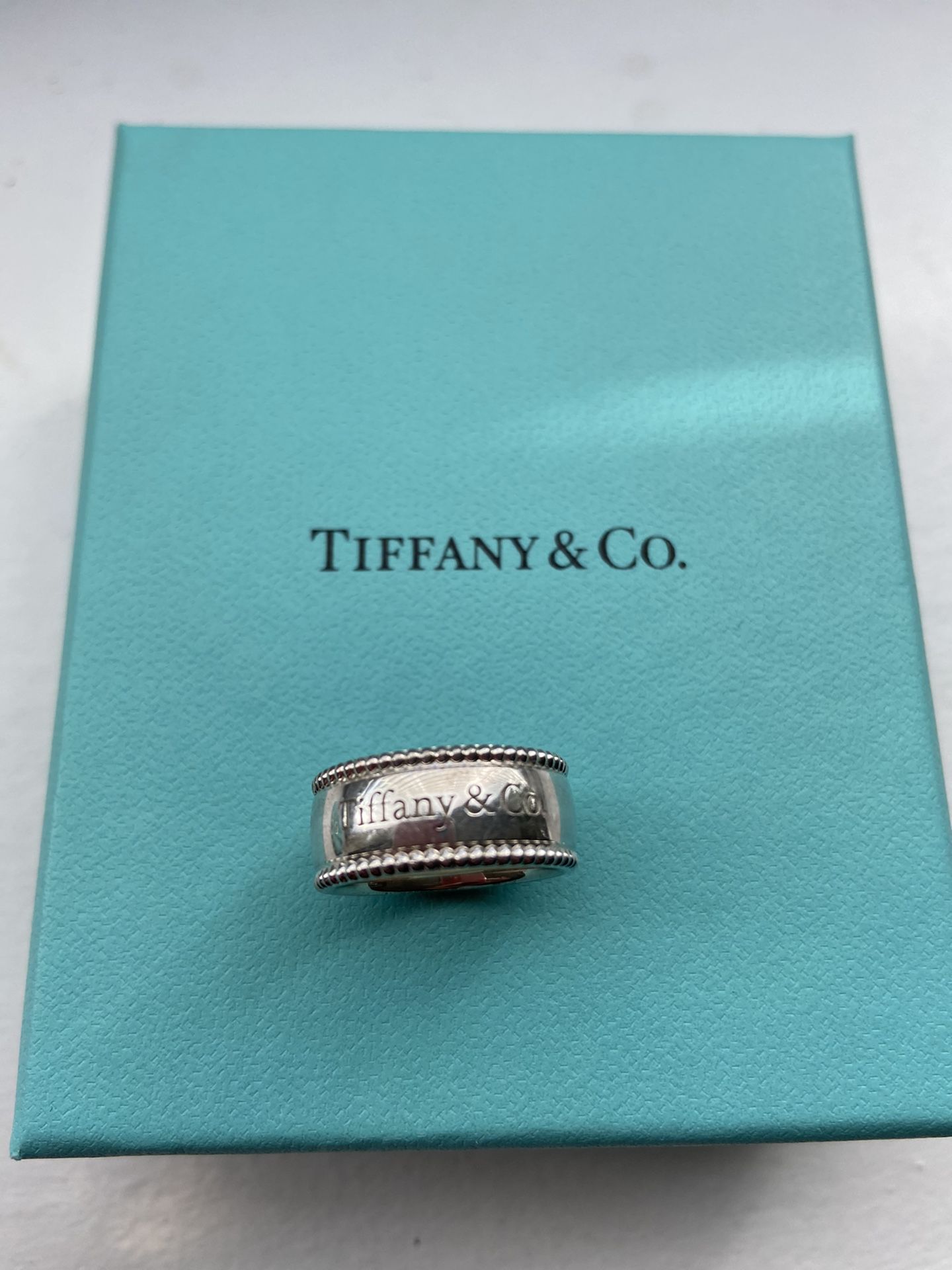 Tiffany & Co Beaded Edge Wide Band Ring