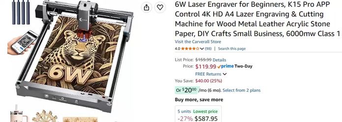 Carverall K15 Pro 6W Laser Engraver – Like New!