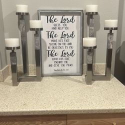 25” Height 9 “ Width  6 White  Candles 