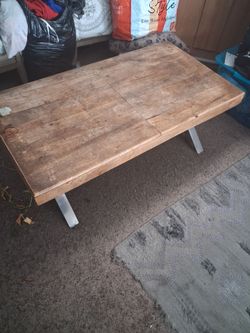 Rustic Wood Coffee Table with Metal Legs