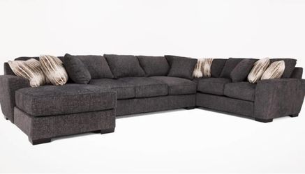 Mor Dark Gray Fabric Sectional Sofa with Chaise