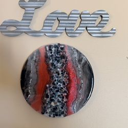 ❤️🖤 Red & Black Geode Resin Wall Art – 10” Round – $55