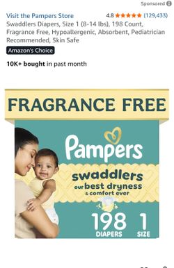 Brand New Pampers Swaddlers Size 1 (198 Ct) - Sealed Box