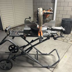 15 Amp 12 in. Corded Sliding Miter Saw and Universal Mobile Miter Saw Stand with Mounting Braces
