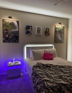 Marble LED Queen bed frame and Nightstand set