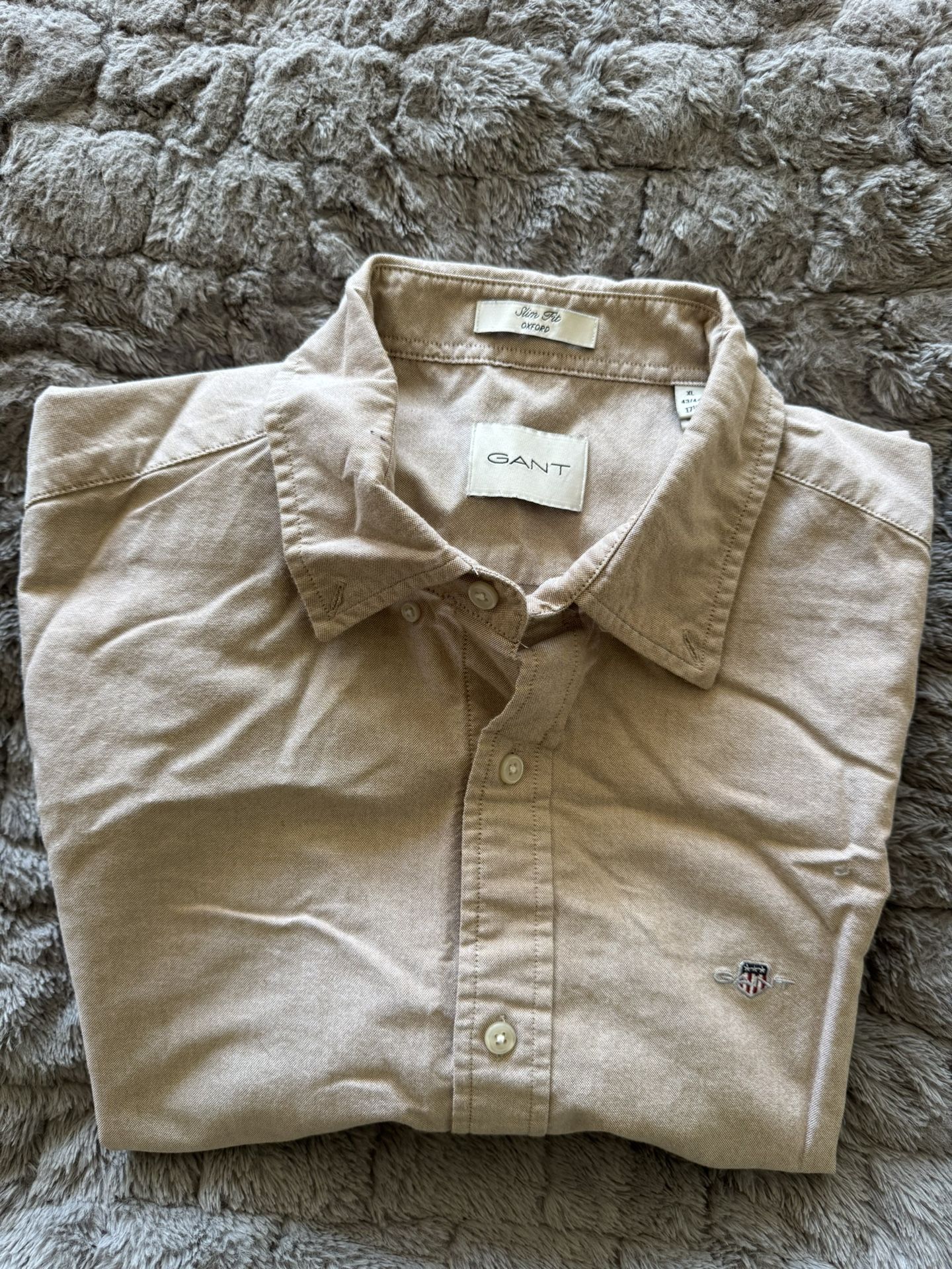 Gant Tan Casual Button Down Shirt Slim Fit Cotton XL