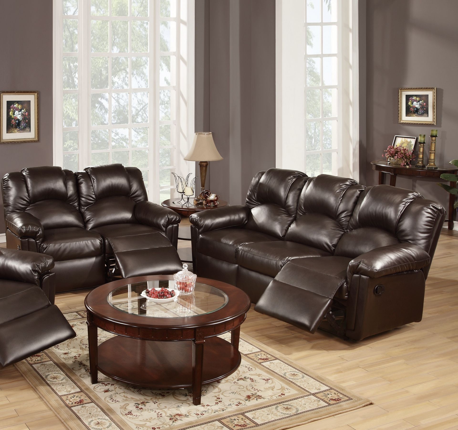 Espresso Recliner Sofa And Loveseat Set Brand New
