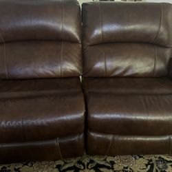 Leather Love Seat Electric Recliners