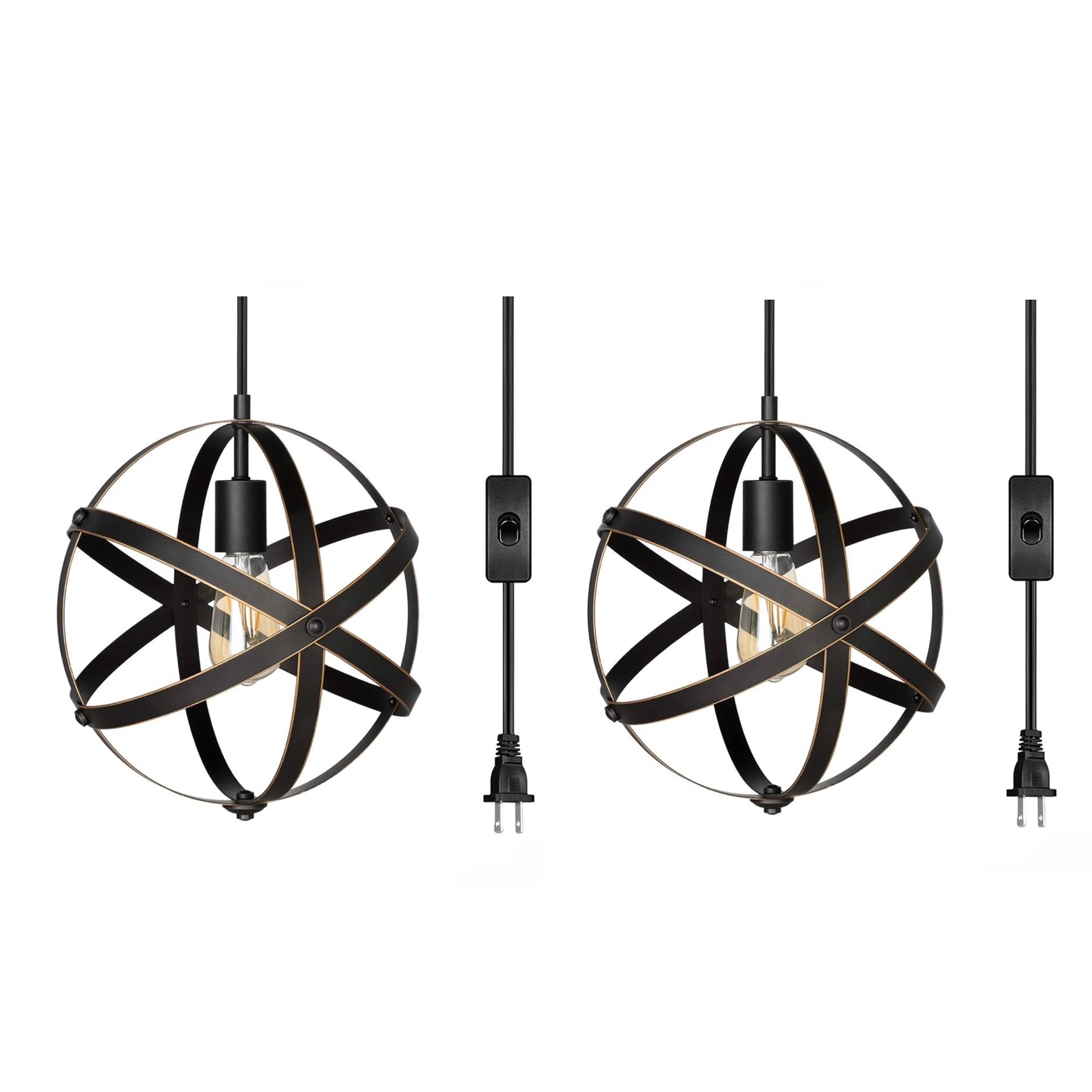 Set of 2 Plug in Pendant Hanging Lights