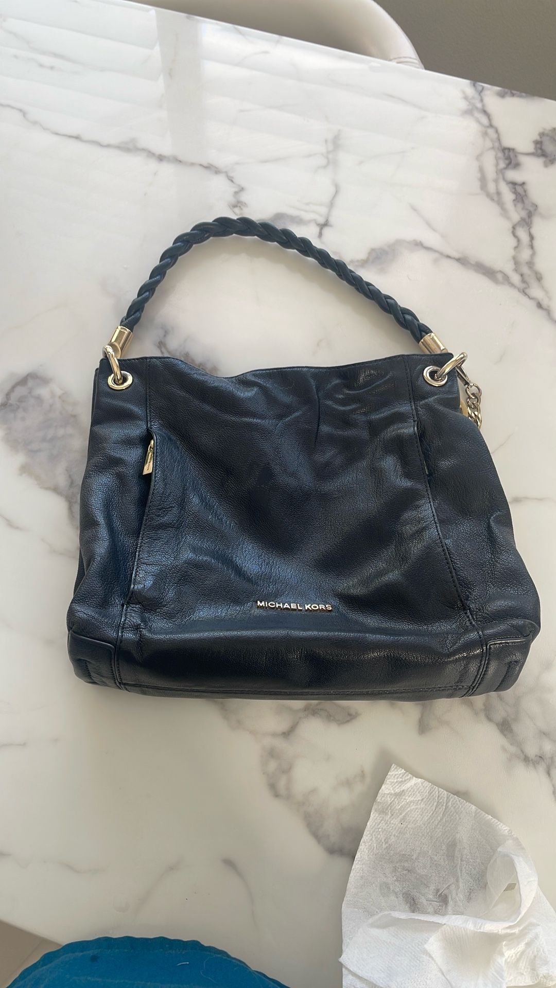 Michael Kors Black Leather Top Handle Handbag Authentic