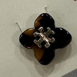 New Tory Burch Tortoise Flower Gold Logo Stud Earrings