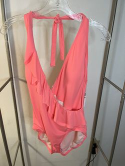 Carmen Marc Valvo Deep V-neck One- Piece Swimsuit.  Size 14