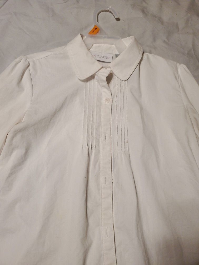 Long Sleeve  White Uniform Girls Shirt