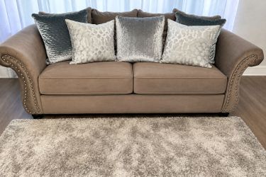 Gray velvet couch