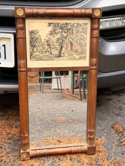 Antique Currier & Ives wall mirror and print combo