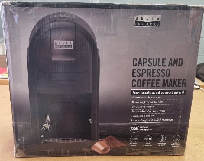 Bella Pro Series - Espresso Machine with 20 Bars of Pressure and Nespresso Capsule Compatibility - Matte Black