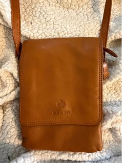 Oak & Tan Genuine Leather Crossbody Bag Small Cognac/Tan Multi-Compartment